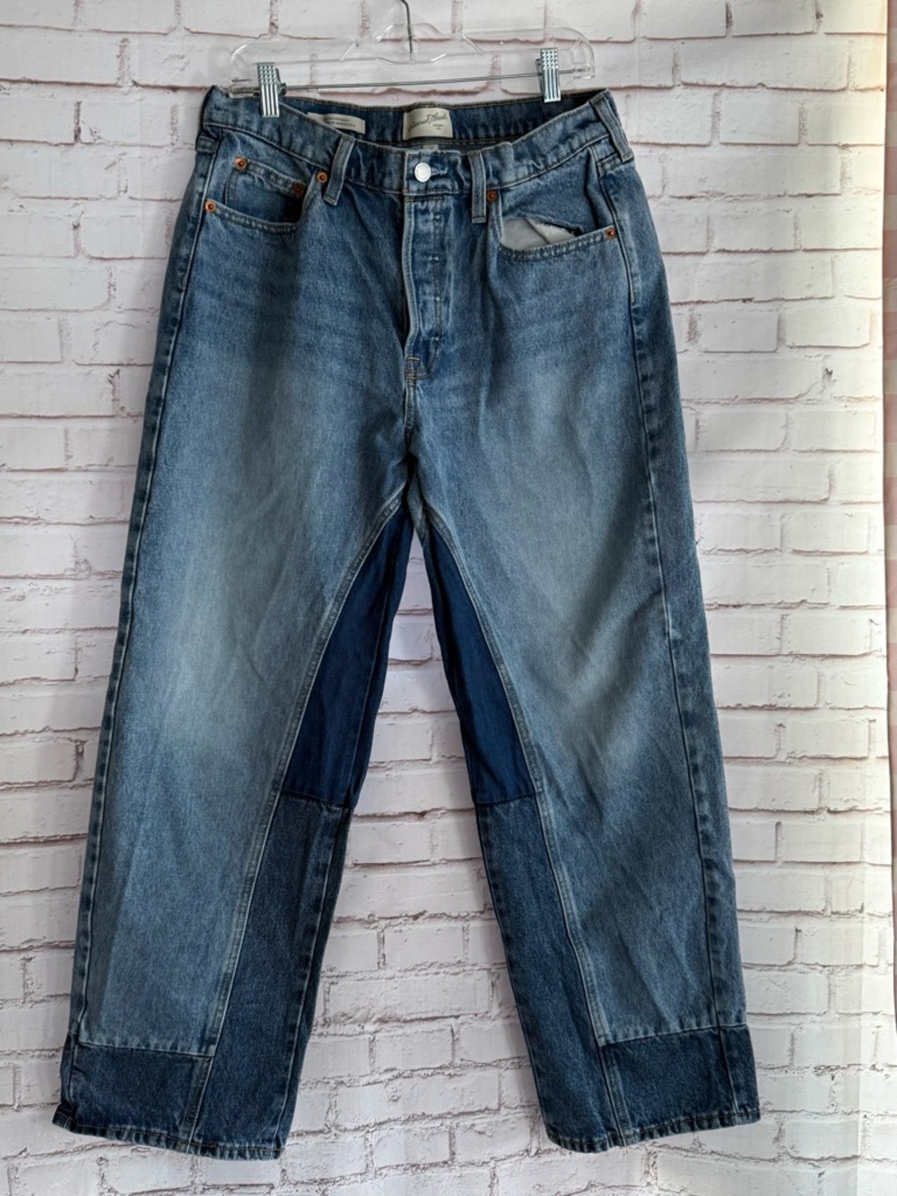Universal Thread Two-Tone‎ Blue Patchwork Relaxed Women’s Jeans
